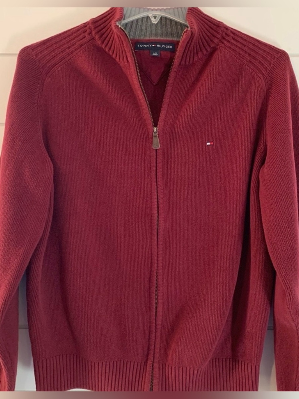 Tommy Hilfiger Men's Full-Zip Sweater Jacket in Burgundy
